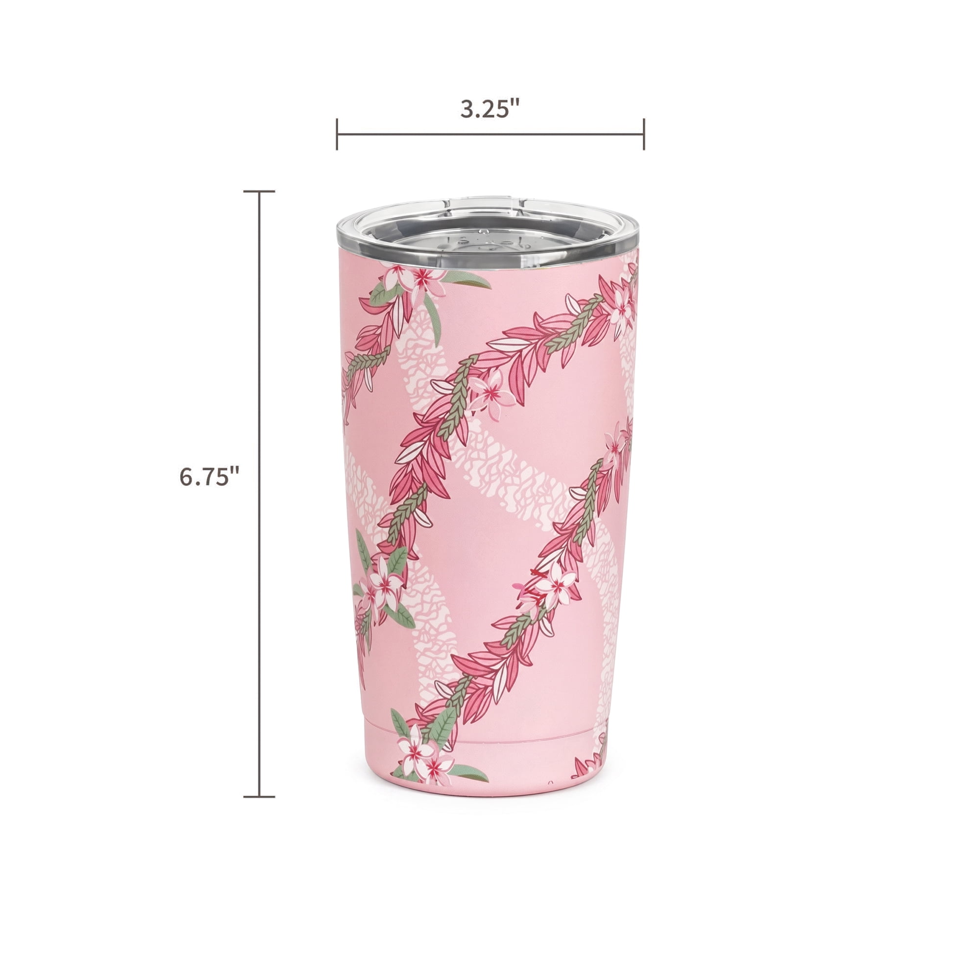 Island Crew 20 oz Light Pink Plumeria Bloom Stainless Steel Tumbler