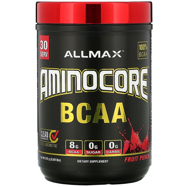 Allmax Nutrition Aminocore Bcaa Fruit Punch 0 69 Lbs 315 G Walmart Com