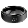 thumbnail image 2 of Tungsten Triplet Beam Note Music Band Ring 8mm Men Women Comfort Fit Black Step Bevel Edge Brushed Polished, 2 of 4