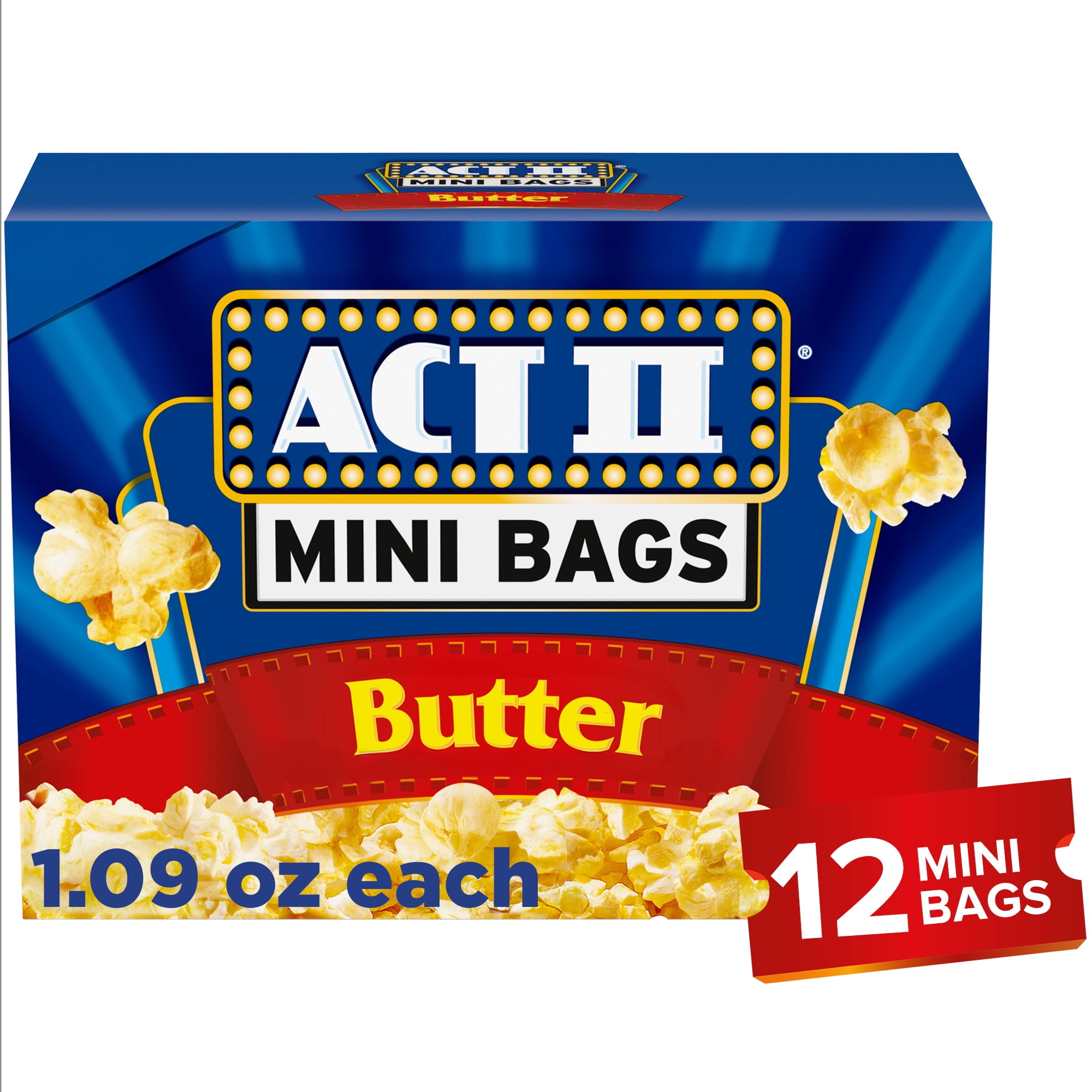 (3 pack) Act II Mini Bags Butter Microwave Popcorn, 1.09 oz., 12-Count Bags