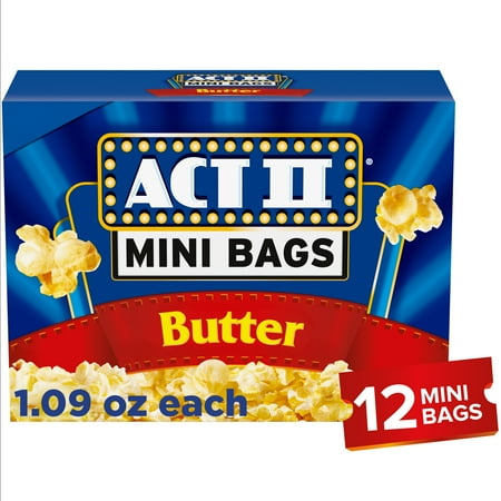 Act II Mini Bags Butter Microwave Popcorn, 1.09 oz., 12-Count Bags