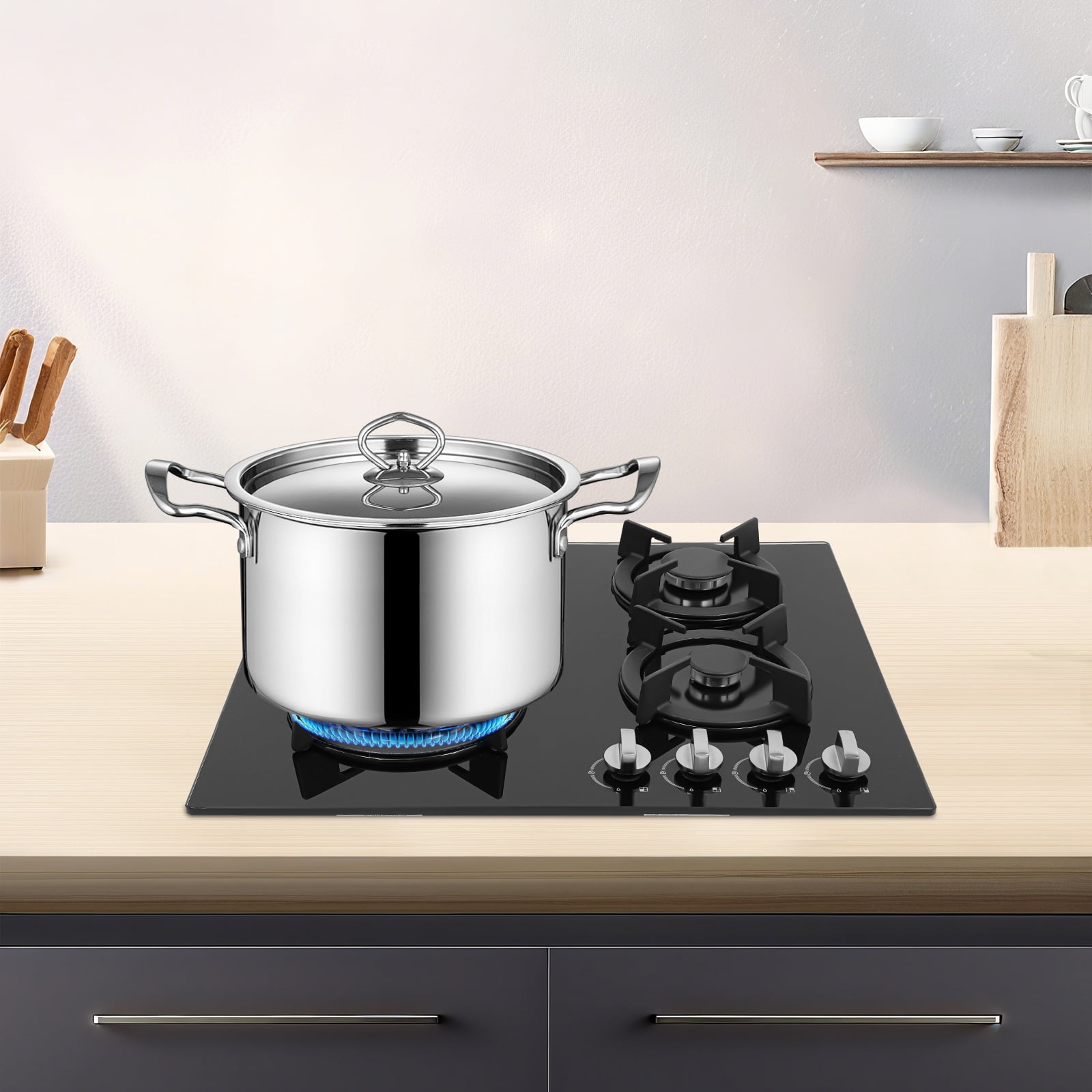Gas Cooktop Stove Top 4 Burners NG/LPG Built-in Kitchen Gas Stove Tempered Glass