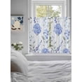 thumbnail image 4 of Tier Curtains 45 Inches Long, Hydrangea Leaves Window Treatment Curtain Drapes, Blue Striped Botanical Floral Small Curtain Drapes for Bathroom Laundry Room, 27.5"x45", 2 Panels, 4 of 7