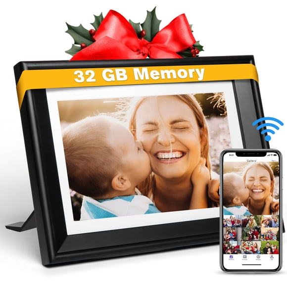 PhotoSpring 2644; Cadre Photo Numérique Wi-Fi de 10 Pouces / Envoyez des Photos par e-Mail, Web Ou Notre Application Gratuite / Cadre Photo Électronique avec Écran Tactile et Mémoire Interne de 32 Go / Installation Facile /
