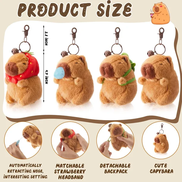 Juguete de peluche capibara al por mayor llavero colgante unisex accorios para bolso Juguete de peluche capibara al por mayor llavero colgante unisex accorios para bolso
