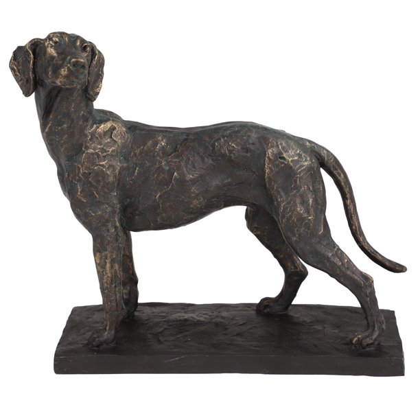 Decmode 11” x 11” Textured Resin Black Dog Statue w/ Gold Finish