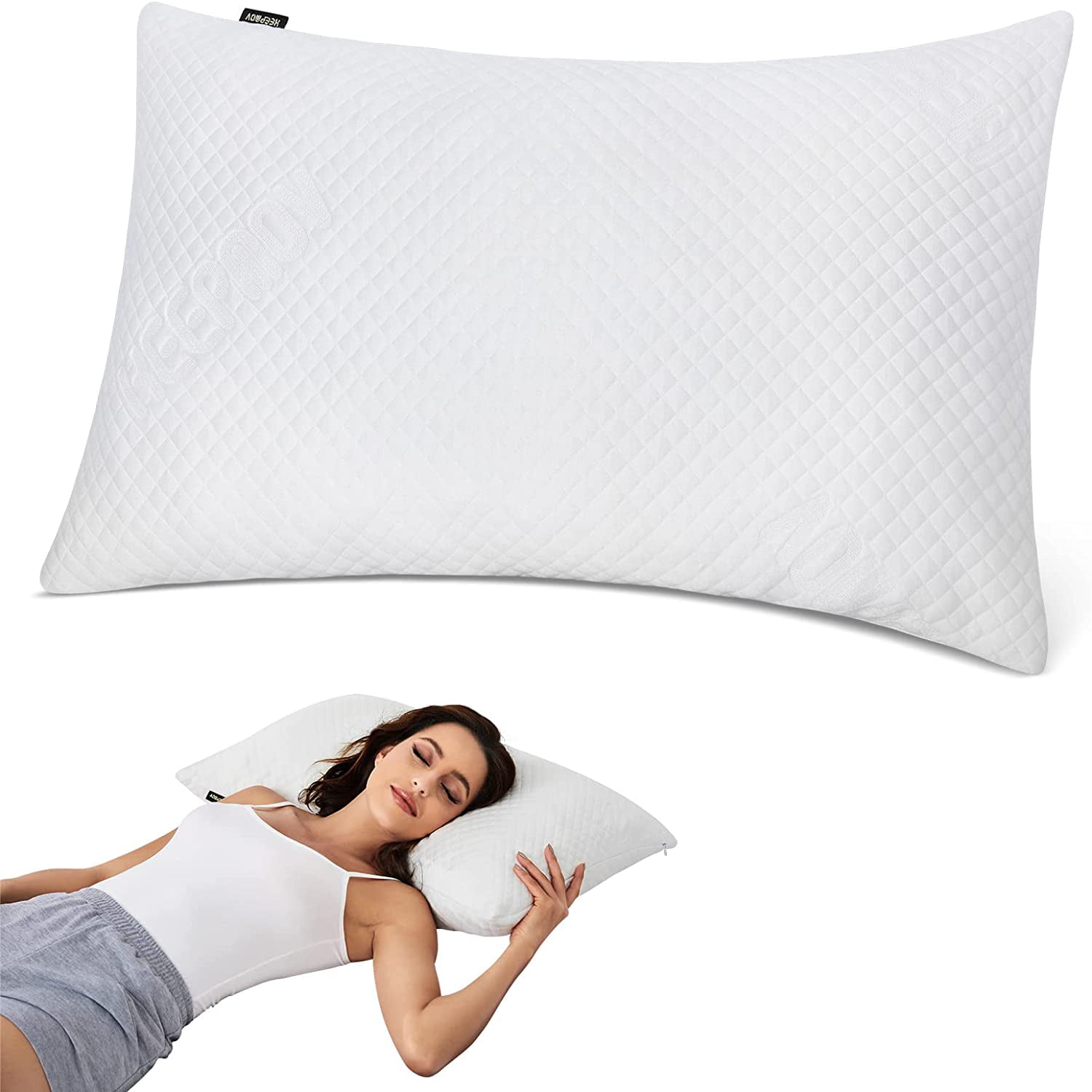 Comfort Memory Foam Sleep Bed Pillows Gel Fiber Hotel Shredded Bamboo Carry Bags 