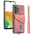 thumbnail image 7 of Nalacover for Samsung A32 5G, Slim Case Wallet with Credit Card Holder, Back Flip Premium Leather Magnetic Clasp Kickstand Wirst Hand Strap Shockproof Cover for Samsung Galaxy A32 5G, Pink, 7 of 7