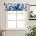 thumbnail image 2 of Marine Animal Valances for Windows Octopus Coral Shell Linen Texture Rod Pocket Curtain Valance Window Treatment Short Curtains for Kitchen Living Room, 58"x16", 2 of 5