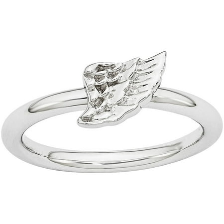 Stackable Expressions Sterling Silver Rhodium Angel Wing Ring