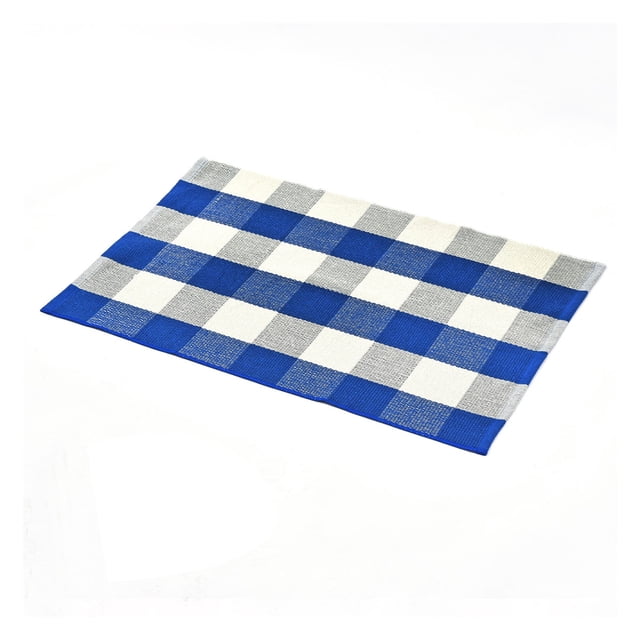 Alfombra de cuadros estilo búfalo, de algodón, lavable, estilo vintage, para exteriores, para sala de estar, comedor y dormitorio de estilo rústico