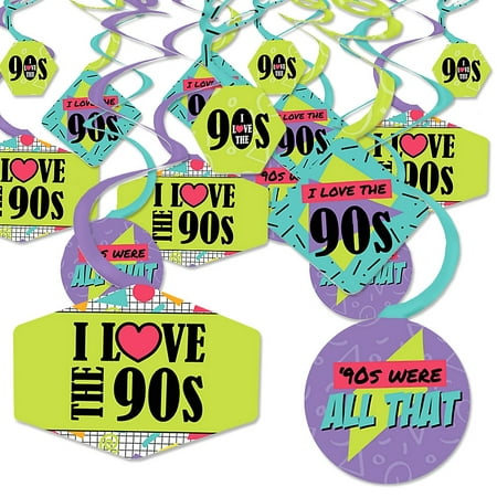 90's Throwback - 1990s Party Hanging Decor - Party Decoration Swirls - Set of 40 