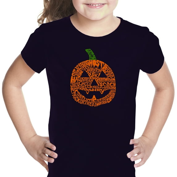 LA Pop Art Girl's Word Art T-shirt - Pumpkin