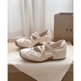 thumbnail image 3 of ELLSIAR Women's Bow Mary Jane Wedge Shoes with Elastic Cross Straps, 3 of 6