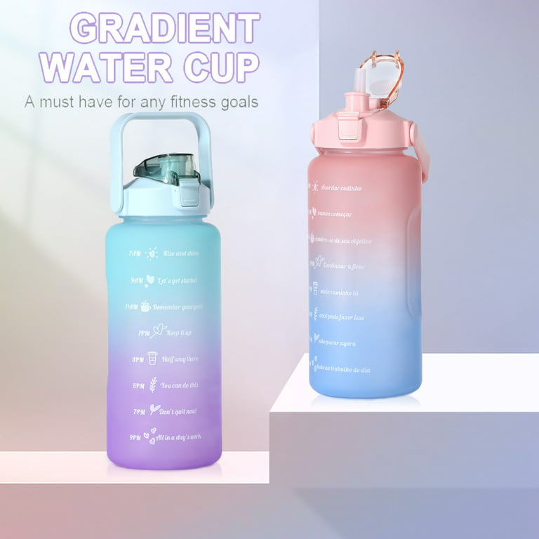 2L/64 OZ Pastel Gradient Aesthetic Water Bottle w/ Straw BPA-Free Back to  School