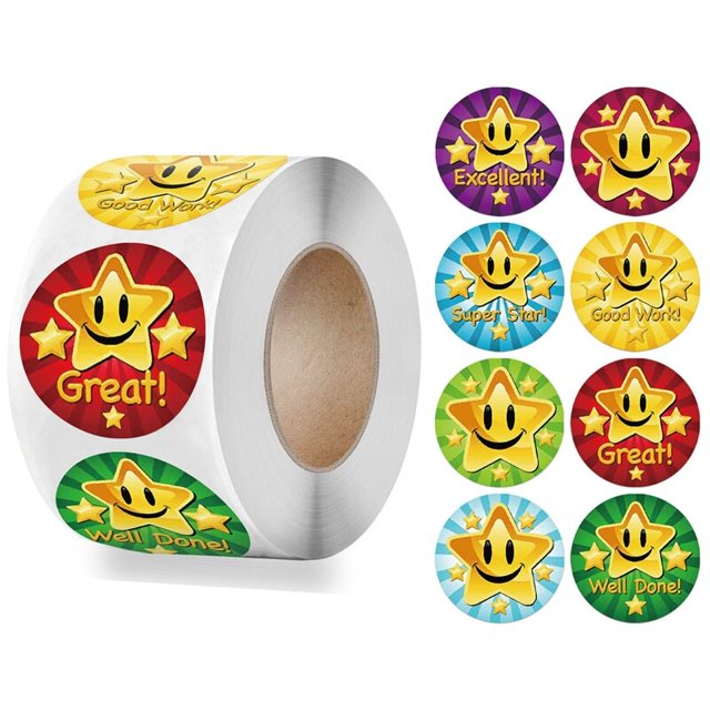Children Reward Stickers Creative School Supplies Reward Cute Star Sticker 2.5cm Circle Kids Students Toy Stickers heqiyong LED