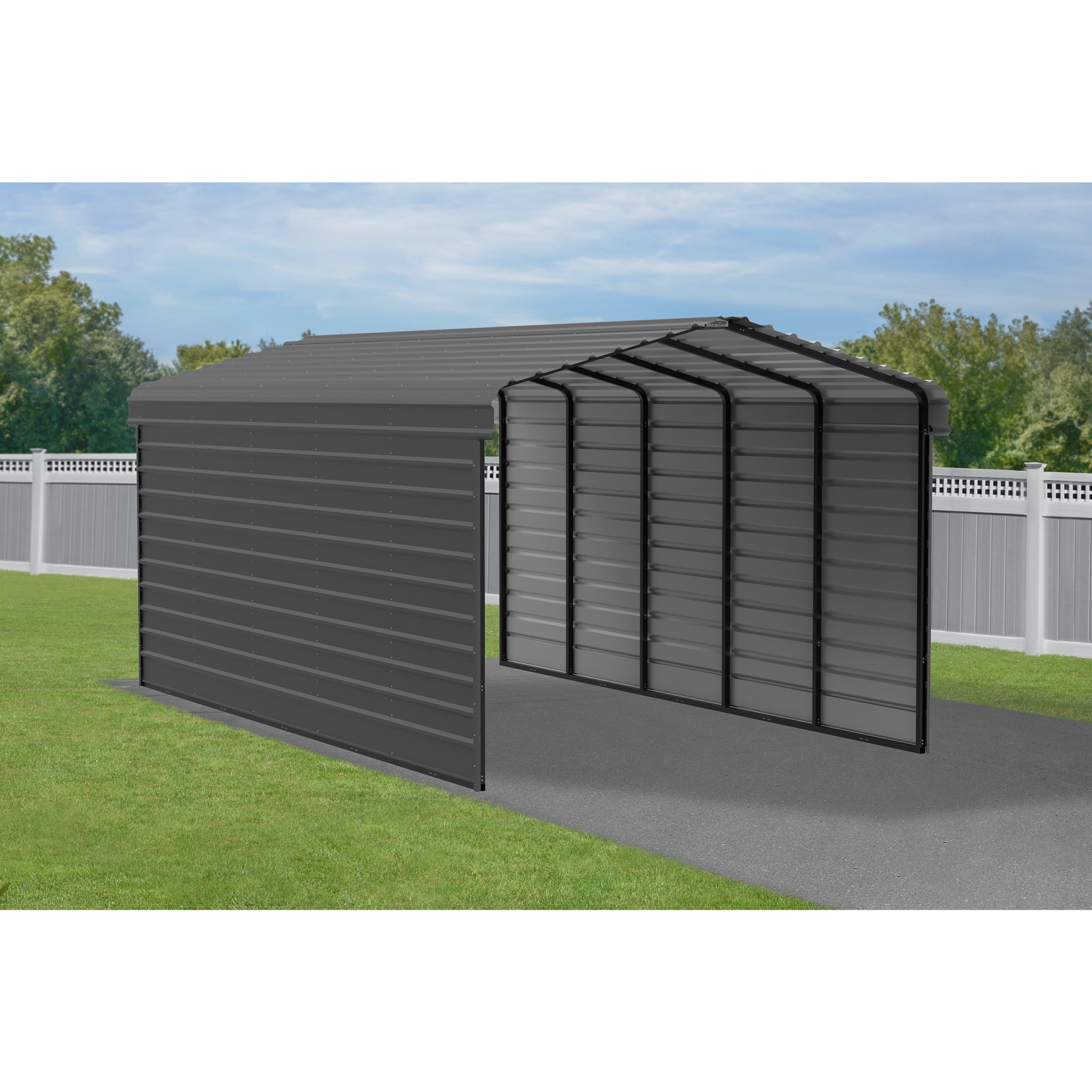 Arrow 9 x 24 x 22 ft Charcoal 2 Side Walls Kit For Steel Carport