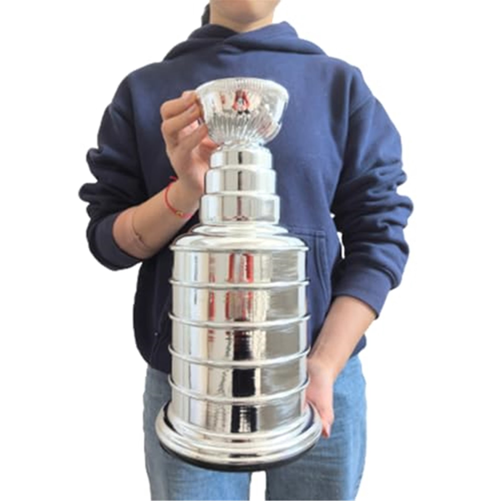 35cm Silver Ice Hockey Championship Trophy, Miniature Stanley Cup Replica, Chrome Silver Hockey Fans Players Coaches Collectors Gift