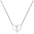 thumbnail image 1 of Collar con colgante de letra inicial en forma de corazón con letras del alfabeto personalizado de la A a la Z de plata para mujeres y niñas, 1 of 4