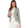 thumbnail image 1 of Chaqueta Tipo Blazer Informal Con Solapa De Muesca Y Manga Larga Para Mujer Cuadros grises S, 1 of 6