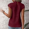 thumbnail image 6 of T Shirts For Women Womens Tops Short Sleeved Half High Collar Textured Wavy Solid Color Top T Shirt, 6 of 7