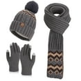 thumbnail image 2 of SYMOID Womens Gray 3 Piece Winter Accessory Set - Knitted Warm Beanie, Scarf & Touchscreen Gloves, Windproof Casual Chic for Daily Use,Size Free Size, 2 of 8