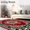 thumbnail image 2 of ODIKA 3'x5' Machine Washable Non-Slip Area Rug, Festive Starburst Filigree Surrounded by Whimsical Holly Leaf High Traffic Rug with Pad, Red, 611806, 2 of 8