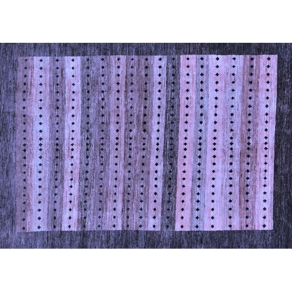 Ahgly Company Machine Washable Indoor Rectangle Abstract Blue Modern Area Rugs, 6' x 9'