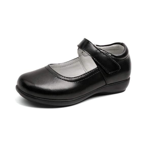 GiLiling Girls Mary Jane School Shoes, Uniform Dress Flats with Adjustable Strap, Non-Slip Soft Sole formal Shoes for Kids (Black, 11.5-12 Years)