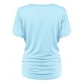 thumbnail image 3 of Made by Johnny V Neck Short Sleeve Dolman Top with Side Shirring L AQUA, 3 of 6