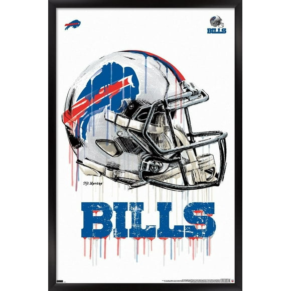NFL Buffalo Bills - Drip Helmet 20 Wall Poster with Magnetic Frame, 22.375" x 34"