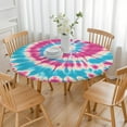 thumbnail image 3 of Colorful Tie Dye Mandala Pattern Round Fitted Tablecloth with Elastic Edge,Dining Table Cover Waterproof,Outdoor Round Tablecloth for Camping,Dining,Indoor and Outdoor, 3 of 7