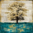 thumbnail image 2 of Turner, Eric 20x20 White Modern Wood Framed Museum Art Print Titled - Stately - Aqua with Gold, 2 of 4