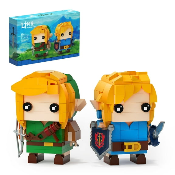 2in1 Link Figures Building Bricks Zeldenss Character BrickHead Blocks Model Home Decoration Collection Gifts for Fans Kids