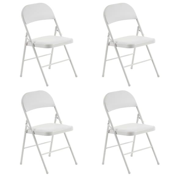 Ktaxon 4 Pack Folding Chairs, Wedding Party Chair Foldable Dining Chair with Metal Frame and Soft Cushion, Set of 4 Space-Saving Seating for Events, Dining Room, White