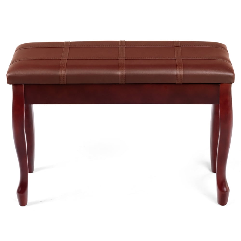 CIPACHO Solid Wood PU Leather Piano Bench with Storage, Musical Instrument Toy Stool, Brown