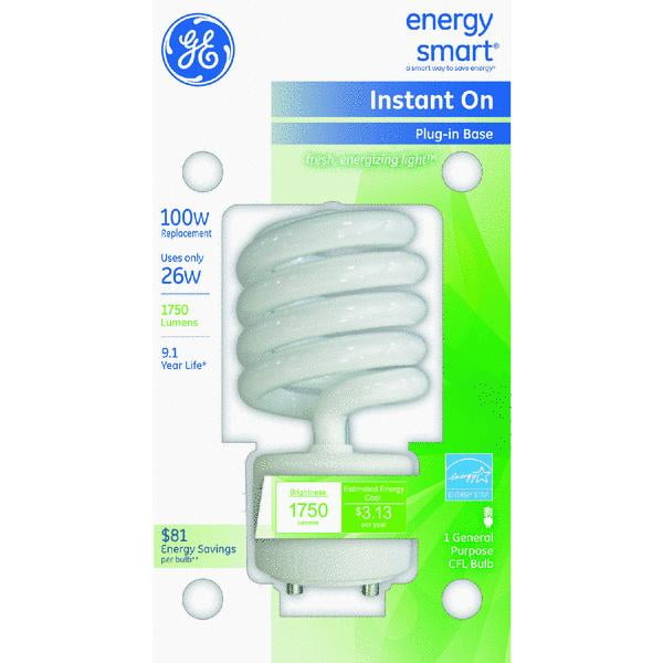 GE T3 Spiral PlugIn CFL Light Bulb