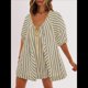 thumbnail image 5 of Mono de Rayas Extragrande para Mujer, Vestido Corto, Mono, Ropa de Playa para Vacaciones con Bolsillos. Albaricoque XXL, 5 of 7