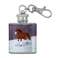 thumbnail image 1 of Clydesdale Horse Running in Snow Stainless Steel 1oz Mini Flask Key Chain, 1 of 3