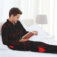 thumbnail image 6 of Lsque Cardiogram and Heart Pattern Long Sleeve Pajama Set for Men - Soft 2-Piece Sleepwear and Loungewear Set with Pockets, Comfy Nightwear-XX-Large, 6 of 7