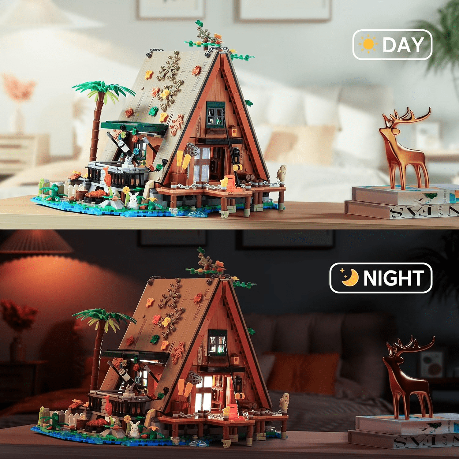 A-Frame Cabin Architecture House Building Set, Creative Cottage Model Kit for Boys & Girls