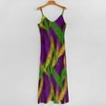 thumbnail image 5 of Violet And Green Festive Mardi Gras Carnival Palm Leaves Sleeveless Dress Women's Evening Dress Womans Clothing, 5 of 9