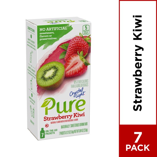 Crystal Light Pure Strawberry Kiwi OnTheGo Powdered Drink Mix, 7 ct