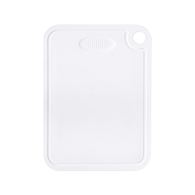White White Fruit Vegetable Meat Chopping Board With Polka Dots Nonslip Squares And Reversible Design Plastic Material - Chopping Board