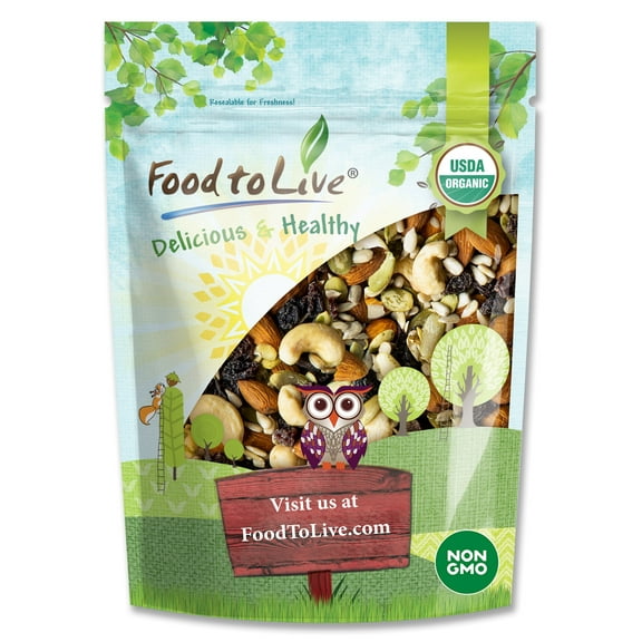 Organic Raw Seeds, Nuts and Raisins Mix, 8 Ounces — Raw and Non-GMO Trail Mix