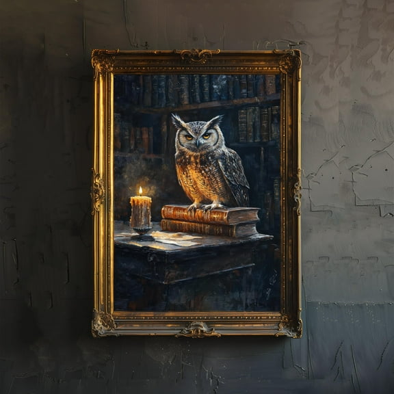 Victorian Owl Art Print Cottagecore Decor Vintage Woodland Wall Art Nature Illustration Poster for Cozy Homes and Rustic Inspired Spaces - Poster Unframed