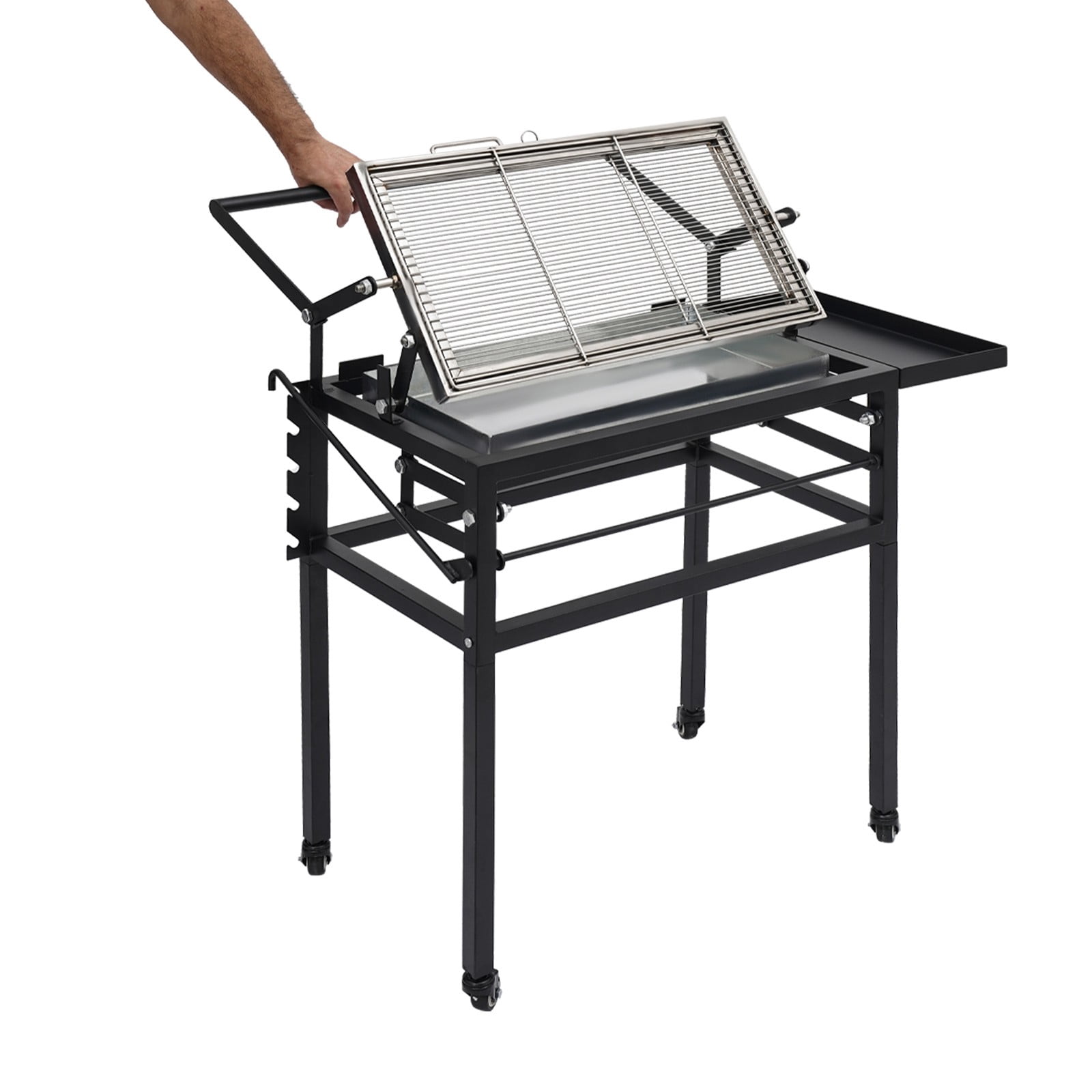 Charcoal Flip Grill – 360° Rotating Basket, Adjustable Height, Portable Outdoor BBQ with Wheels