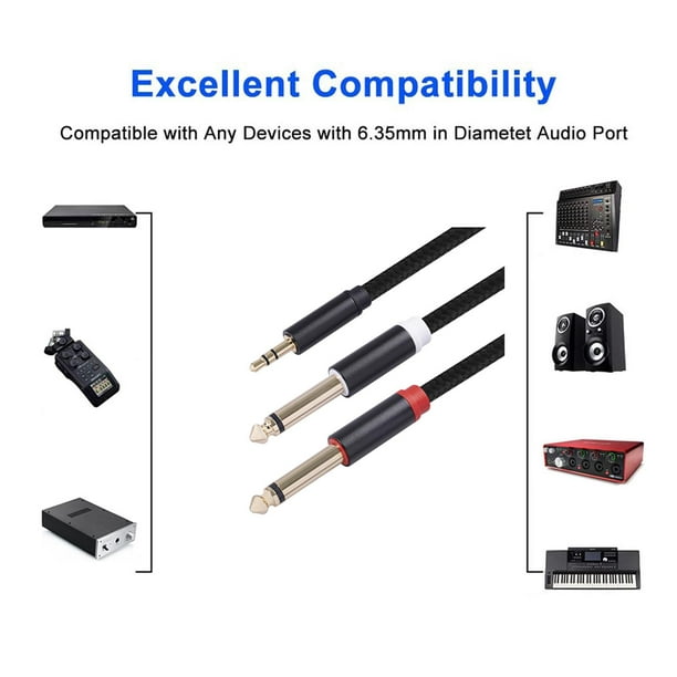 3.5mm 1/8 TRS to Dual 6.35mm 1/4 TS Mono Audio Y Splitter Cable, VIOY  Stereo Aux Cord for iPhone, iPod, Computer Sound Cards, CD Players, Home