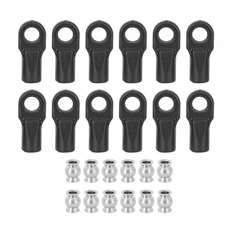 Suodoka 12 Pieces Black Plastic Metal RC Rod Ends with Hollow Balls Tie Rod Ball Replacement Parts Fit for 1/10 E-REVO Revo Remote Control Car Upgrades 0.83 inches / 21 mm Length