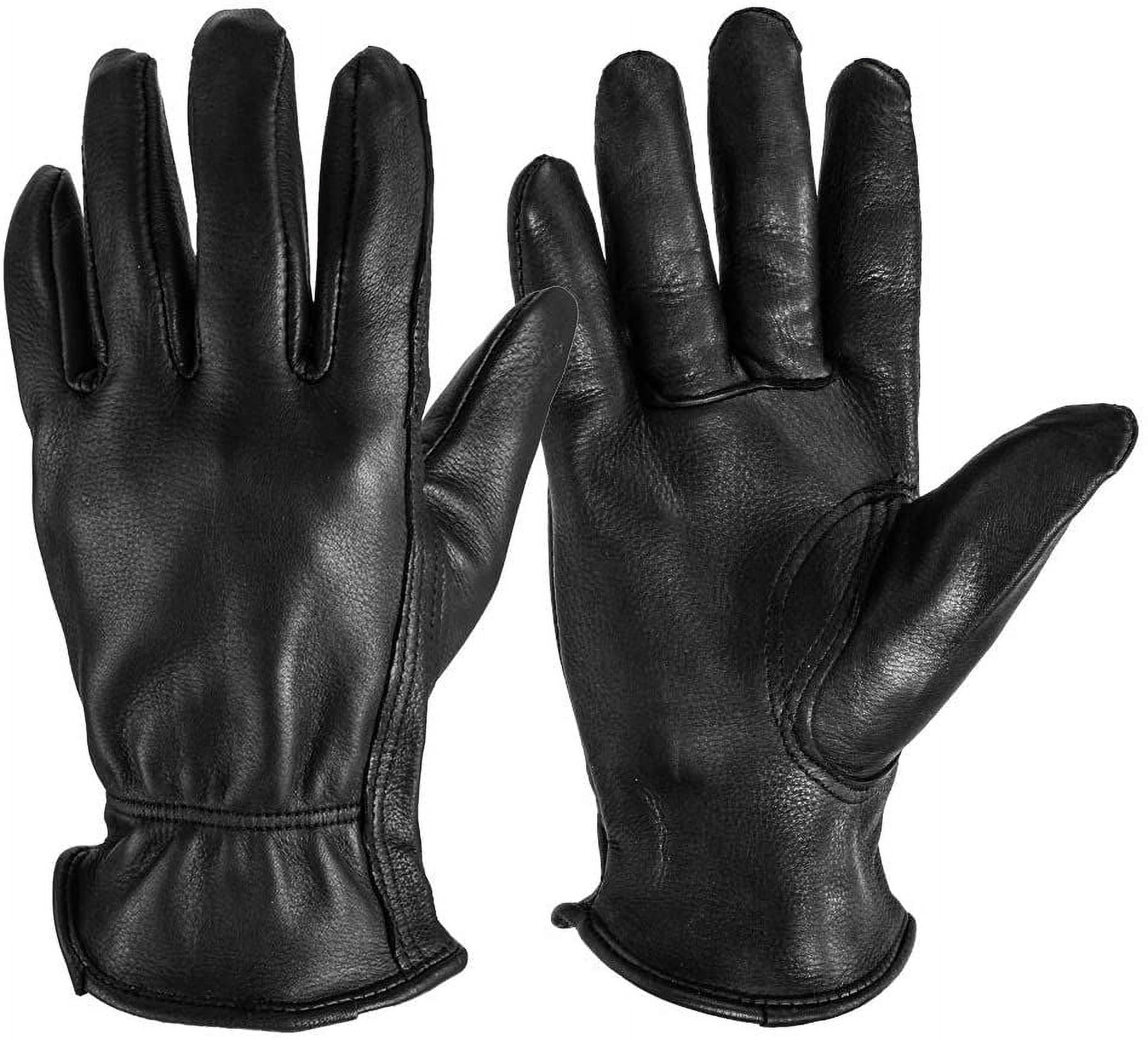 MEN`S FULL GRAIN BLACK DEERSKIN GLOVES LINED 40 GRAM 3M THINSULATE{3XL}
